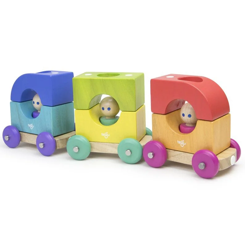 Educational Magnetic Toys for Toddlers with Alphabet - Shaped PiecesTegu Magnetic Tram - Rainbow