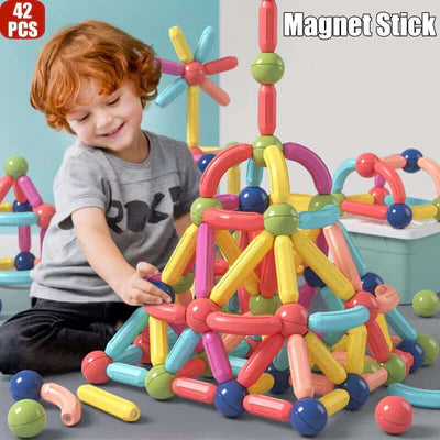 Educational Magnetic Toys for Toddlers with Alphabet - Shaped Pieces42Pcs Magnetic Puzzle Sticks Set