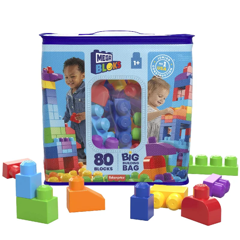 Sustainable Wooden Building Blocks in Geometric Shapes for Advanced ConstructionMEGA BLOKS Fisher-Price Toy Blocks Blue Big Building Bag With Storage (80 Pieces) For Toddler