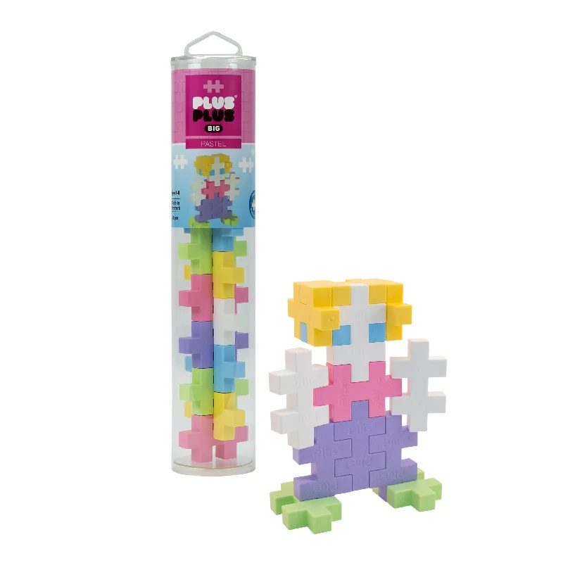 Eco - Friendly Wooden Building Blocks with a Castle - Building ThemeBIG 15 pc Tube - Pastel