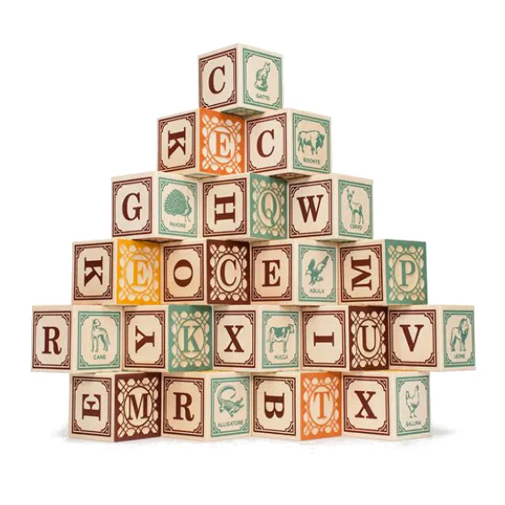 Natural - Finish Large - Sized Wooden Building Blocks for Toddlers' Creative PlayUncle Goose Italian Alphabet Blocks