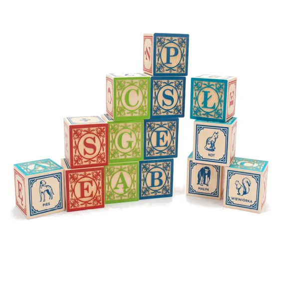 Natural Wood - Grain Colored Building Blocks for a Rustic - Looked Play SetUncle Goose Polish Alphabet Blocks