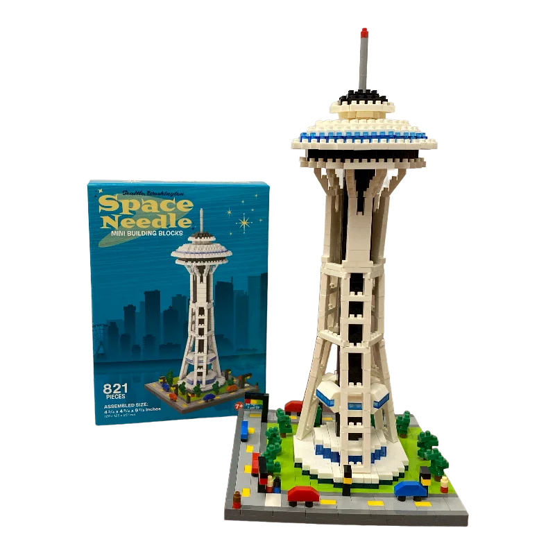 High - Grade Solid Wooden Building Blocks with a Puzzle - Solving FeatureSpace Needle Mini-Building Blocks