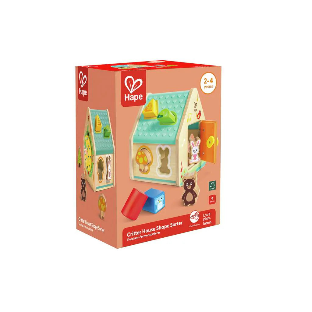 Sustainable Wooden Building Blocks in Geometric Shapes for Advanced ConstructionCritter House Shape Sorter Hape