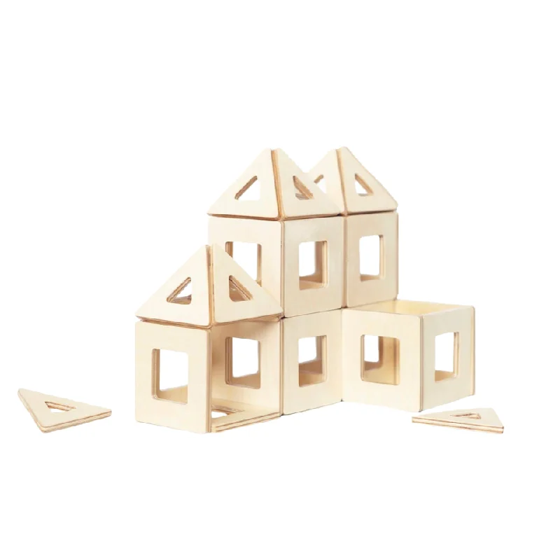 Natural Wood Building Blocks with a Space - Exploration Play Set ThemeWooden Magnetic Earth Tiles