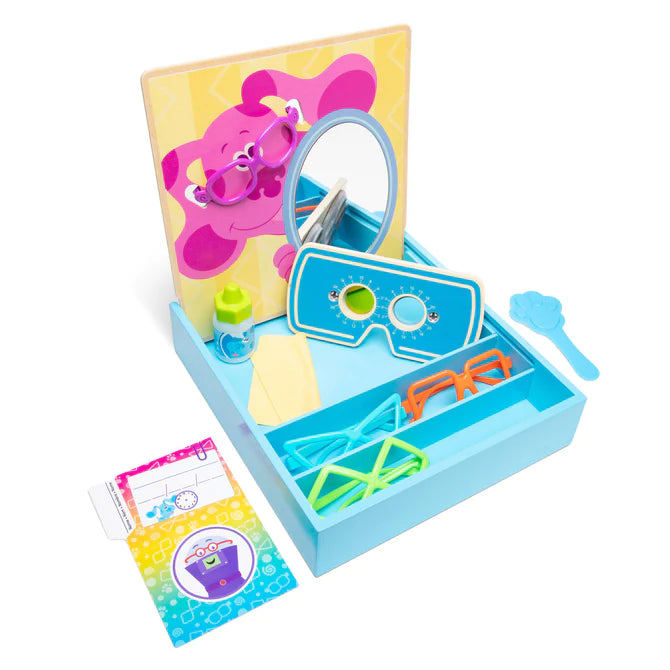 High - Grade Solid Wooden Building Blocks with a Puzzle - Solving FeatureBlue's Clues & You! Time for Glasses Play Set