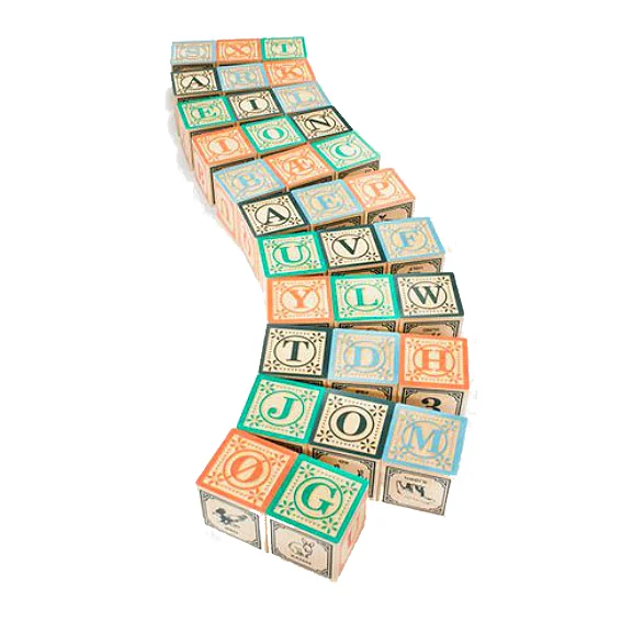 Hand - Made Wooden Building Blocks with a Transportation - Themed CollectionUncle Goose Danish Alphabet Blocks