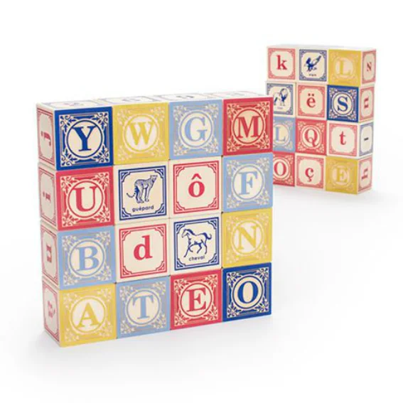 Sustainable Solid Wood Building Blocks with a Musical Instrument DesignUncle Goose French Alphabet Blocks