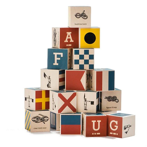 Hand - Made Wooden Building Blocks with a Transportation - Themed CollectionUncle Goose Nautical Block Set