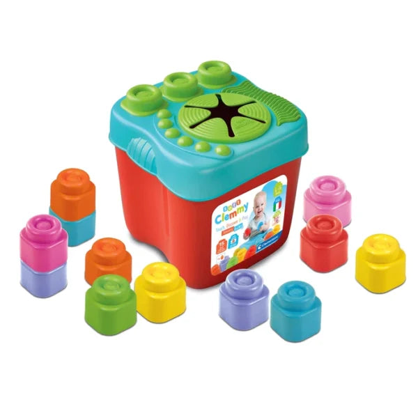 High - Quality Solid Wooden Building Blocks with Magnetic Inserts for Added StabilityClementoni Clemmy Blocks Touch And Play With Sensory Bucket