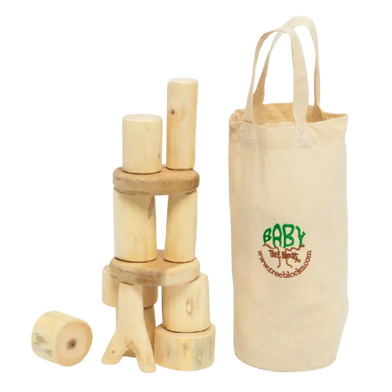 Natural Finish Wooden Building Blocks with a Carry - Case for Easy StorageTree Blocks Baby Blocks