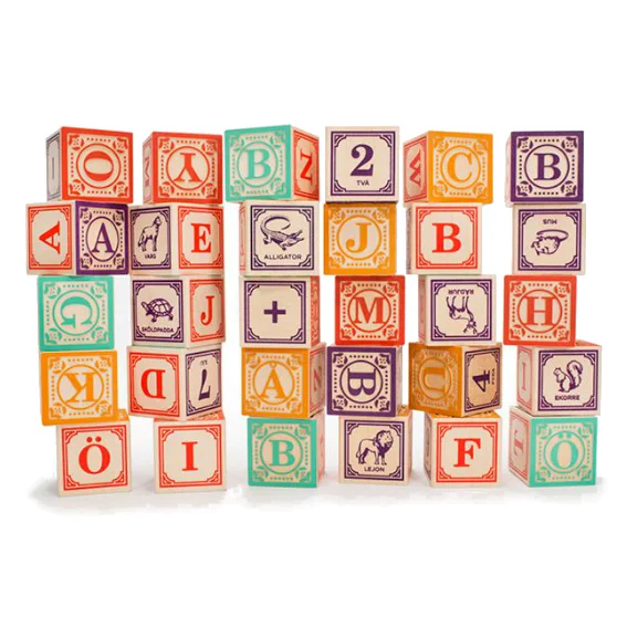 Sustainable Wooden Building Blocks in Geometric Shapes for Advanced ConstructionUncle Goose Swedish Alphabet Blocks