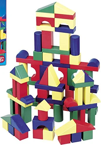 Eco - Friendly Wooden Building Blocks with a Castle - Building ThemeMelissa & Doug 100 Wooden Blocks