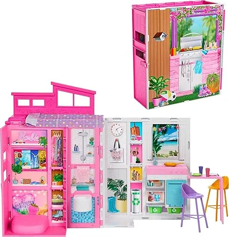 High - Grade Solid Wooden Building Blocks with a Puzzle - Solving FeatureBarbie Doll House Playset, Getaway House with 11 Accessories