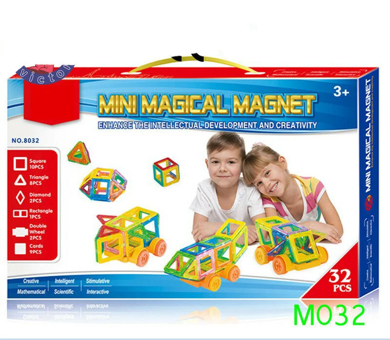 High - Grade Solid Wooden Building Blocks with a Puzzle - Solving FeatureMini magical magnet playset 32 pcs