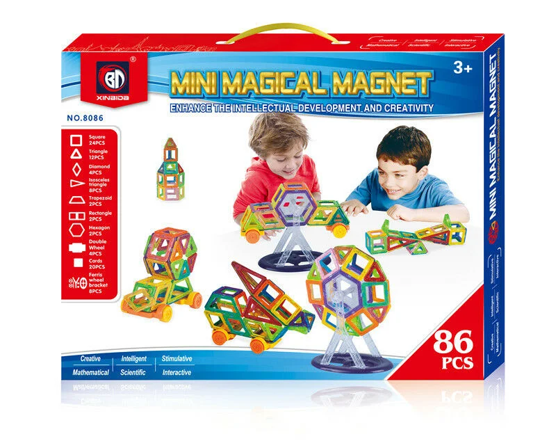 Sustainable Solid Wood Building Blocks with a Musical Instrument DesignMini magical magnet playset 86 pcs