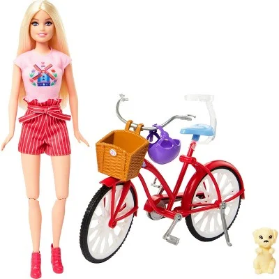 Power Rangers Red Ranger Action Figure with Morpher and BlasterBarbie Pink Passport Holland Bike Playset