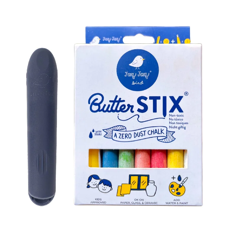 Sustainable Wooden Palette with Deep Wells for Mixing Acrylic PaintsButter Stix® 12pk Assorted Colors + Holder