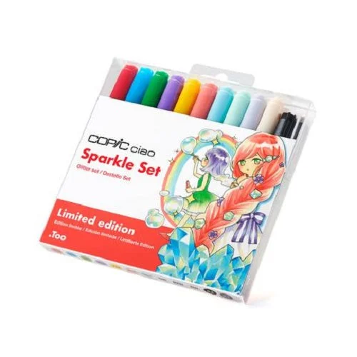 Wooden Sketchbook Covers with Elastic Closures for Protecting ArtworkCopic Ciao Double-Tip Markers - Limited Edition Sparkle Set of 12