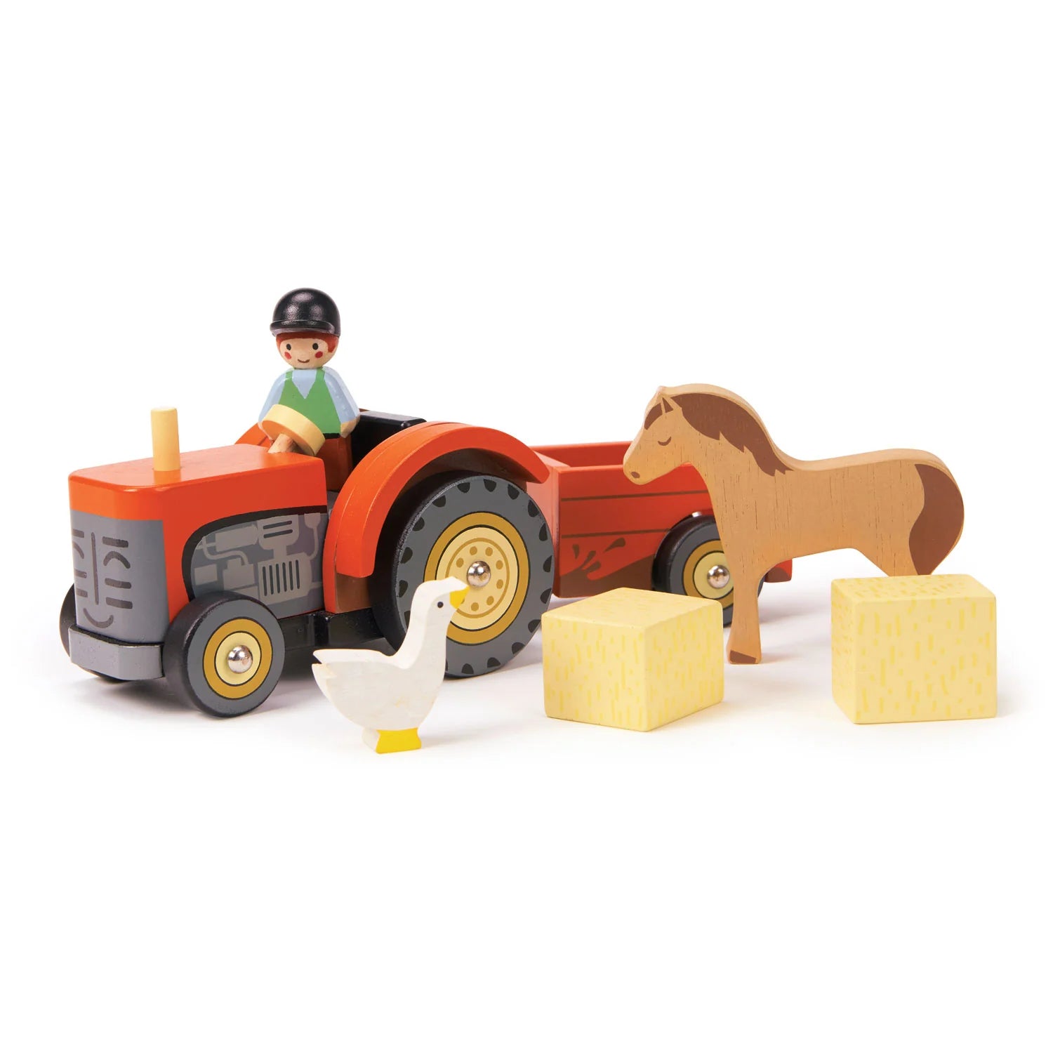 Wooden Toy Truck with Detachable Trailer for Imaginative Play and Cargo TransportFarmyard Tractor