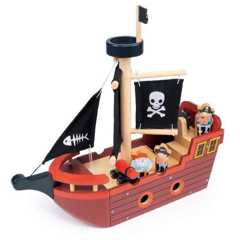 Traditional Wooden Yo - Yo with String and a Smooth Spinning Axle for Retro FunFishbones Pirate Ship