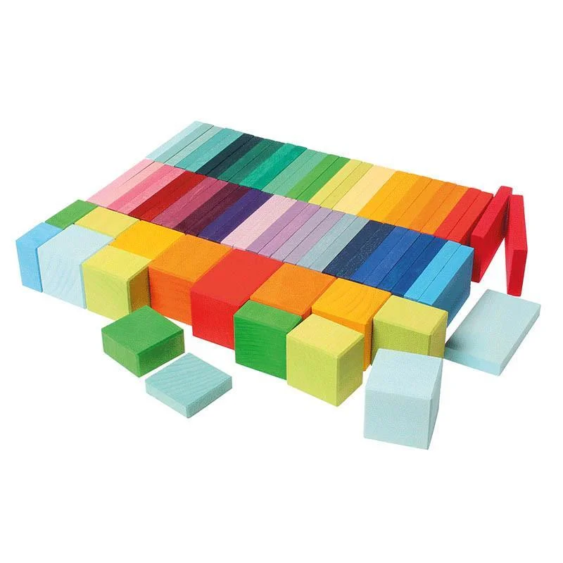 Eco - Friendly Wooden Building Blocks Set with Magnetic Connectors for Creative ConstructionGrimm's colour charts rally block set