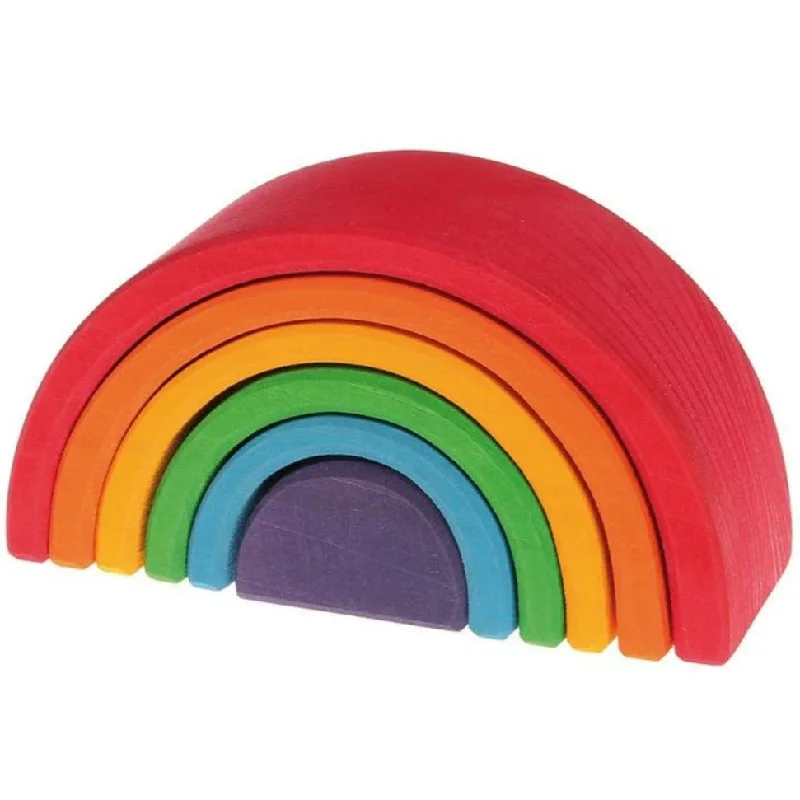 Hand - Turned Wooden Spinning Top with a Colorful Design for Classic AmusementWooden Rainbow Tunnel - 6 Piece