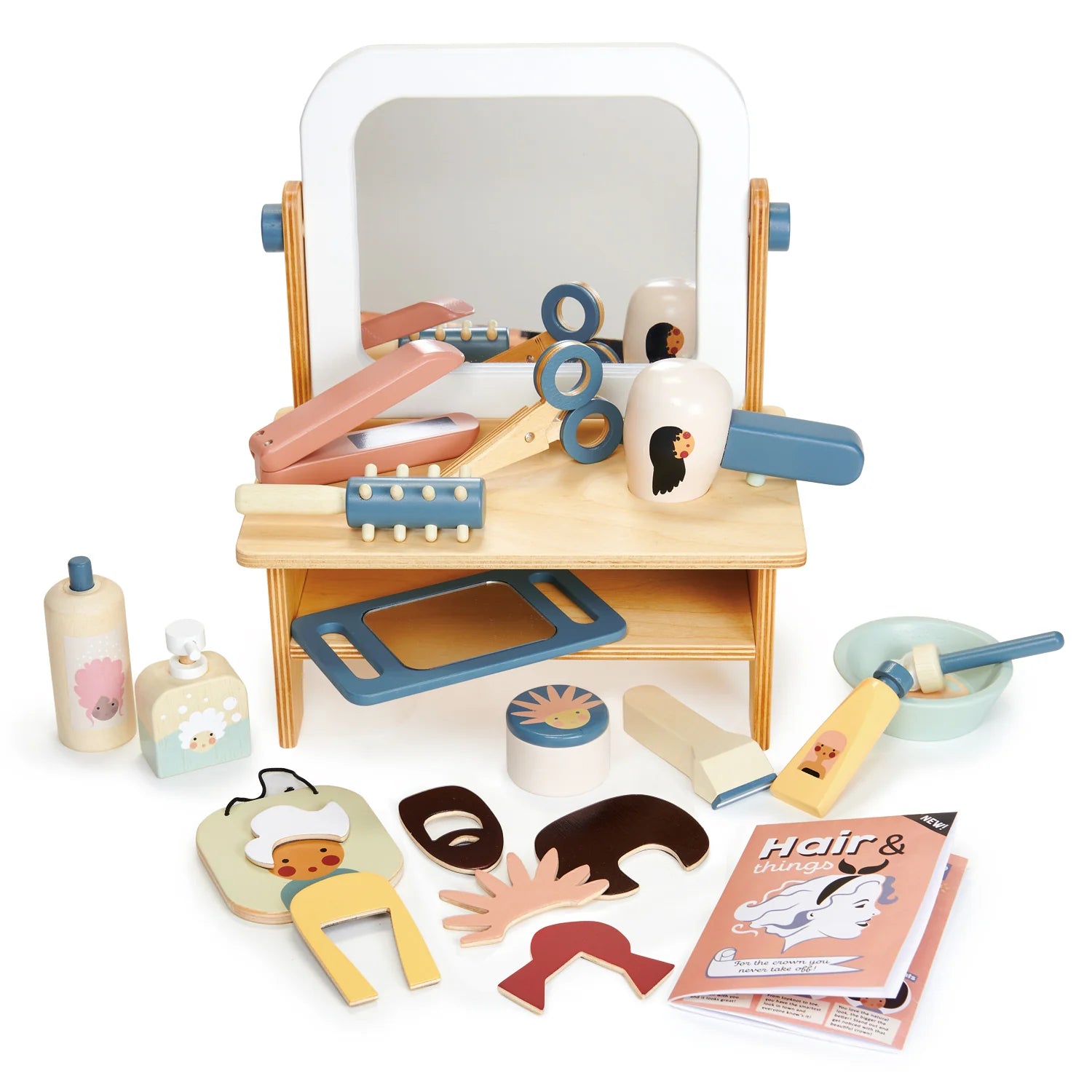 Wooden Toy Truck with Detachable Trailer for Imaginative Play and Cargo TransportHair Salon