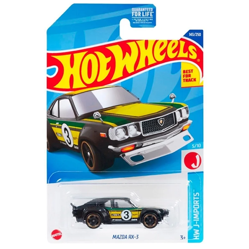 N - Scale Model Train Layout with a City - Themed Background and Animated FiguresHot Wheels Basics Mazda RX-3