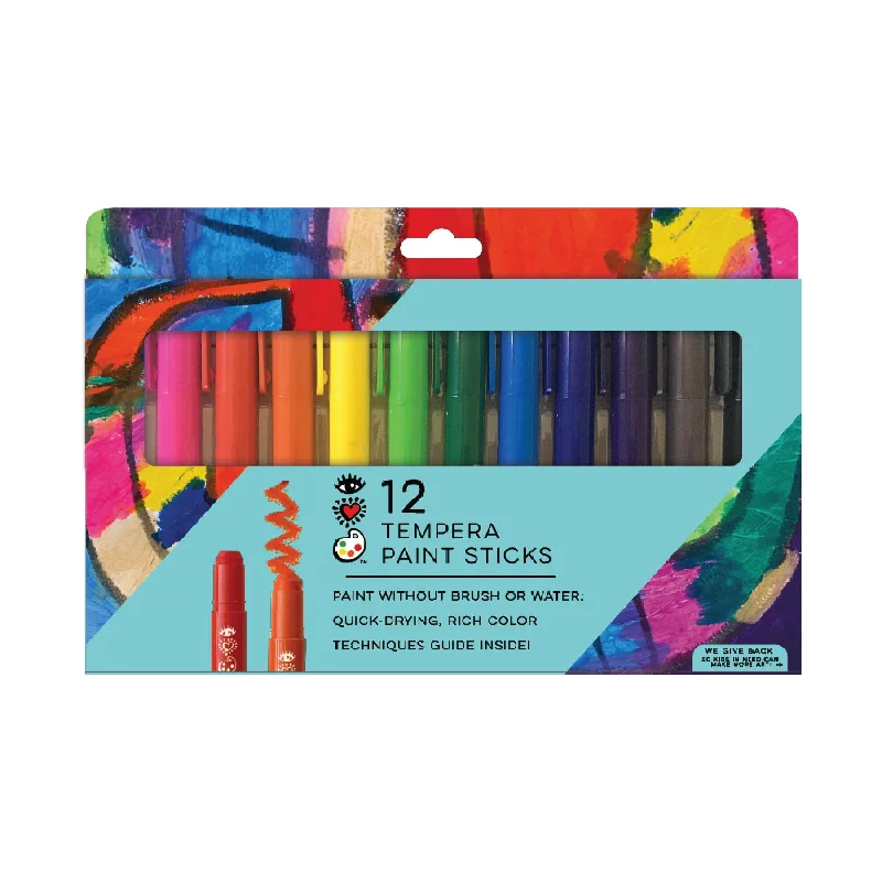 Solid Wood Pencil Boxes with Dividers for Organizing Art SuppliesiHeartArt 12 Tempera Paint Sticks