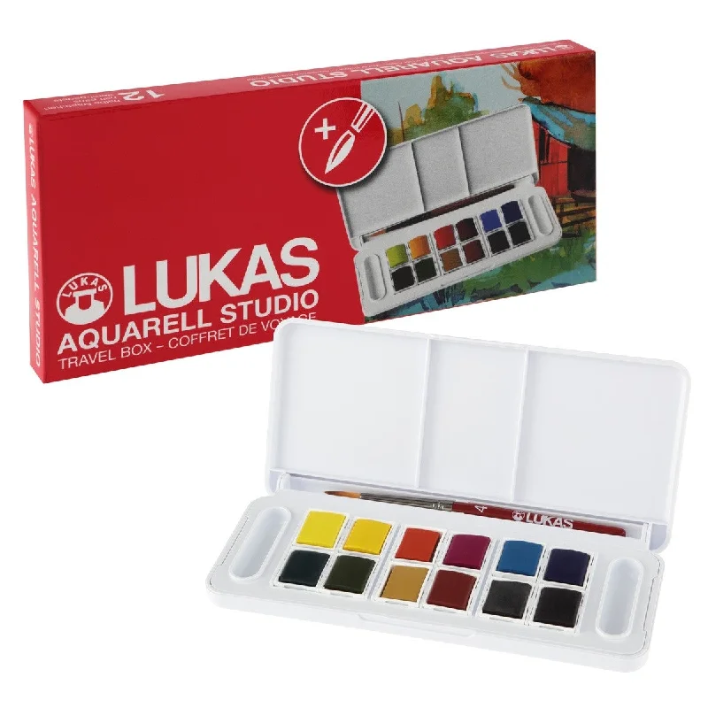 Hand - Sanded Wooden Dowels for Building Structures in 3D HandicraftsKit - Lukas Watercolor Travel Set/12