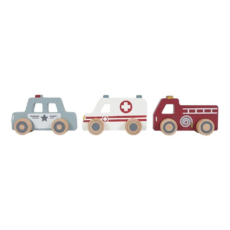 Hand - Painted Wooden Animal Figurines Set for Nursery Decor and Pretend PlayLittle Dutch Emergency services vehicles set