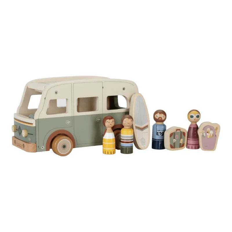 Hand - Painted Wooden Doll Set with Dresses and Accessories for Pretend PlaytimeLittle Dutch Vintage Campervan