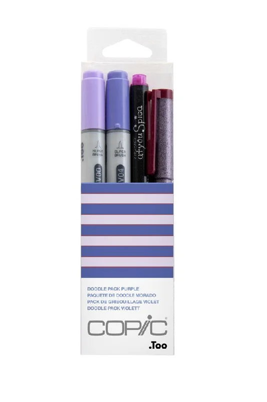 Sustainable Wooden Palette with Deep Wells for Mixing Acrylic PaintsMarker - Ciao Marker Doodle Kit (Purple set/4)