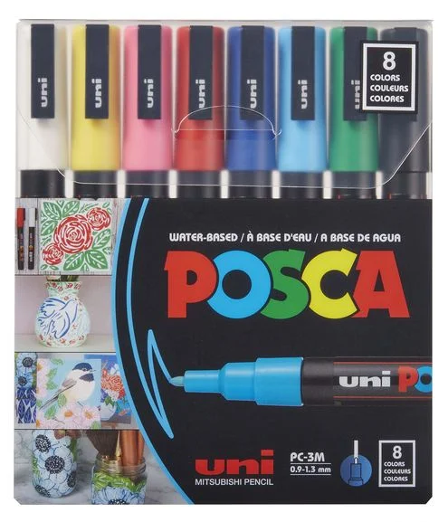 Eco - Friendly Wooden Stamp Blocks for Custom Rubber Stamping in HandicraftsMarker - Posca Set/8 3M