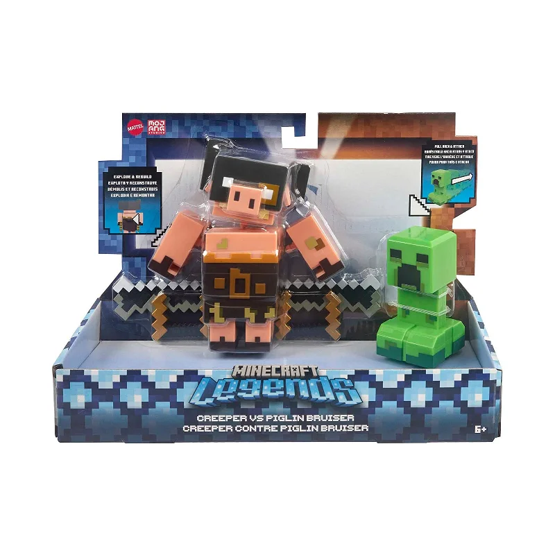 Pokémon Pikachu Action Figure with Electric - Charge LED and Poké BallMinecraft Legends Creeper Vs Piglin Bruiser Action Figure Set