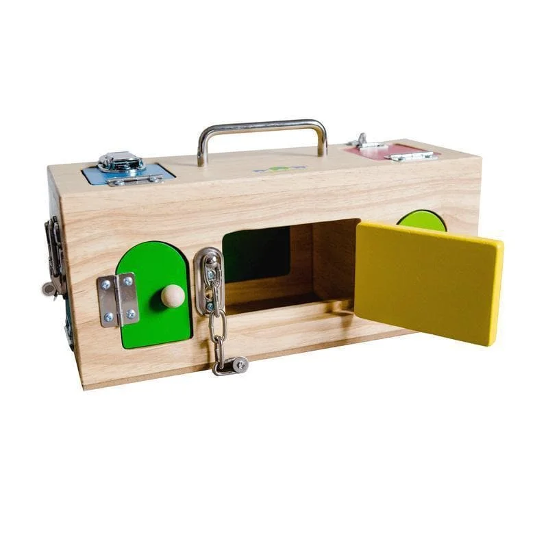 Eco - Friendly Wooden Building Blocks Set with Magnetic Connectors for Creative ConstructionOriginal Lock Activity Box