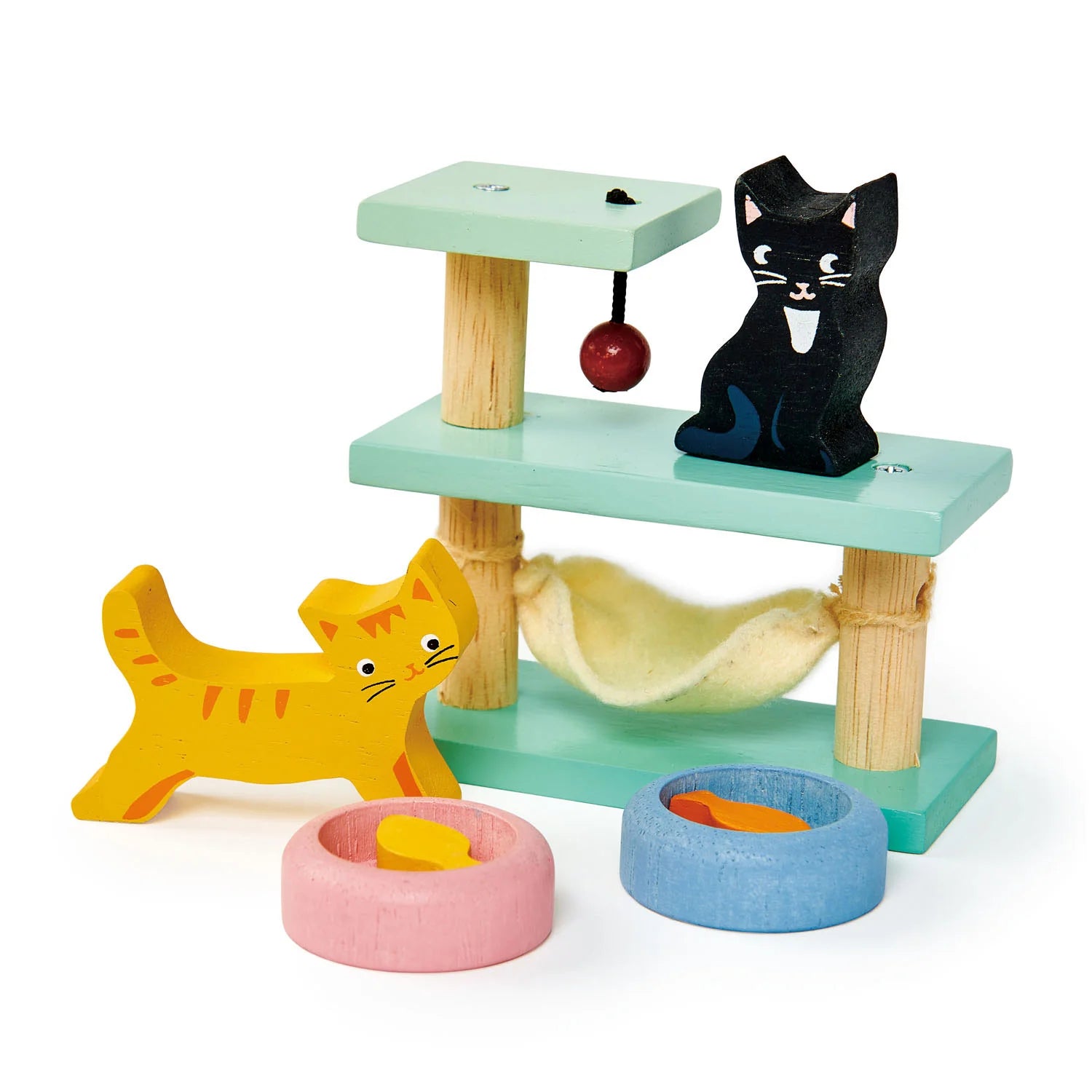 Wooden Toy Truck with Detachable Trailer for Imaginative Play and Cargo TransportPet Cat Set