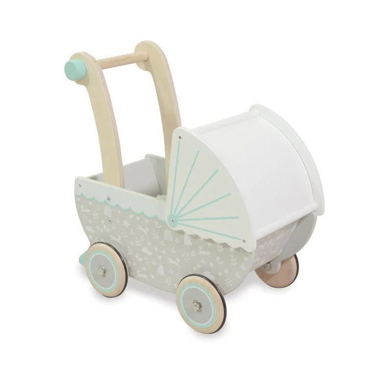 Natural Finish Wooden Pull - Along Toy Duck with Wheels for Toddler Outdoor PlayPetworth Pram