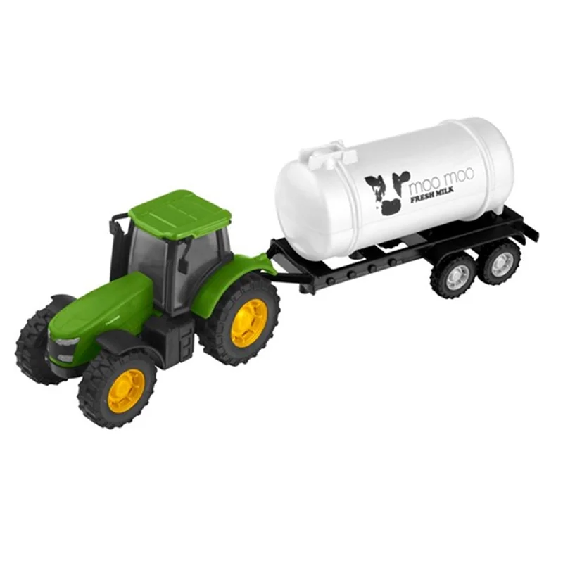 Battery - Operated Ride - On Tractor for Toddlers with Farmer - Themed AccessoriesTeamsterz Tractor and Trailer Green Milk Tank