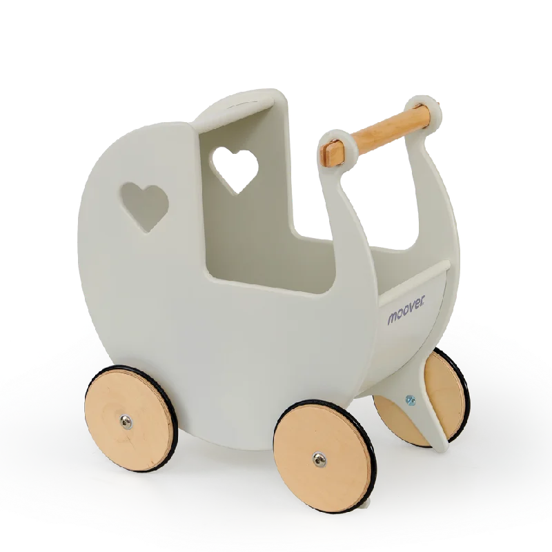 Natural Finish Wooden Pull - Along Toy Duck with Wheels for Toddler Outdoor PlayTraditional Doll Stroller Off White