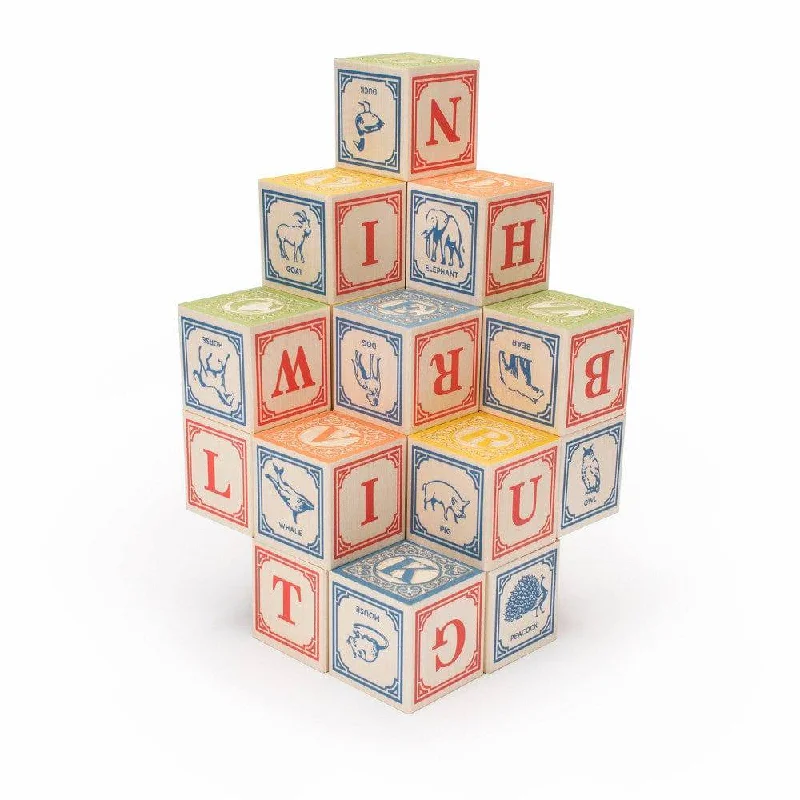 Hand - Turned Wooden Spinning Top with a Colorful Design for Classic AmusementClassic Wooden Alphabet Blocks