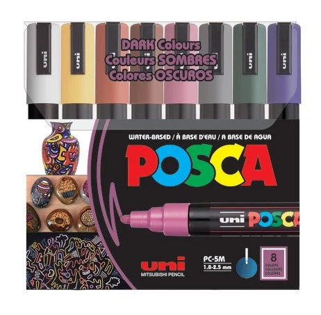 Natural Wood Bead - Stringing Boards for Jewelry - Making HandicraftsUni Posca Paint Marker 1.8-2.5mm Bullet Tip Pen (PC-5M) - Set of 8 Dark Colours