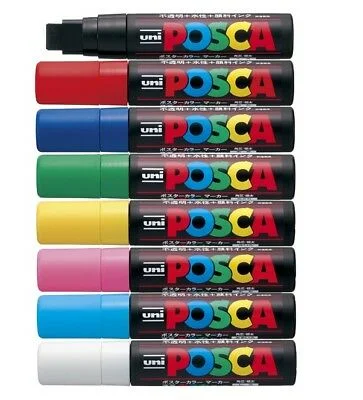 Wooden Sketchbook Covers with Elastic Closures for Protecting ArtworkUni Posca Paint Marker 15mm Extra-Broad Tip Pen (PC-17K) - Set of 8 Colours