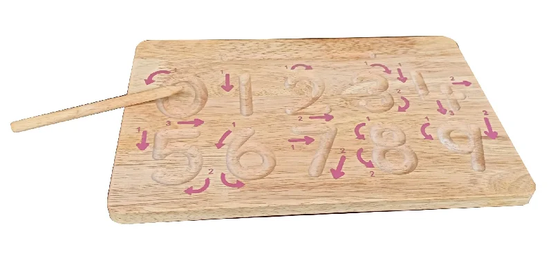 Sustainable Solid Wood Puzzle Set with 50 Pieces for Family Bonding and Brain TrainingWooden Number Tracing Board