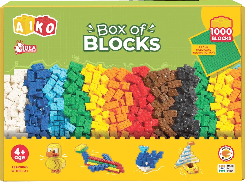 Hand - Carved Wooden Educational Toys with Alphabet - Learning BlocksBox of Blocks 1000-Piece Building Blocks