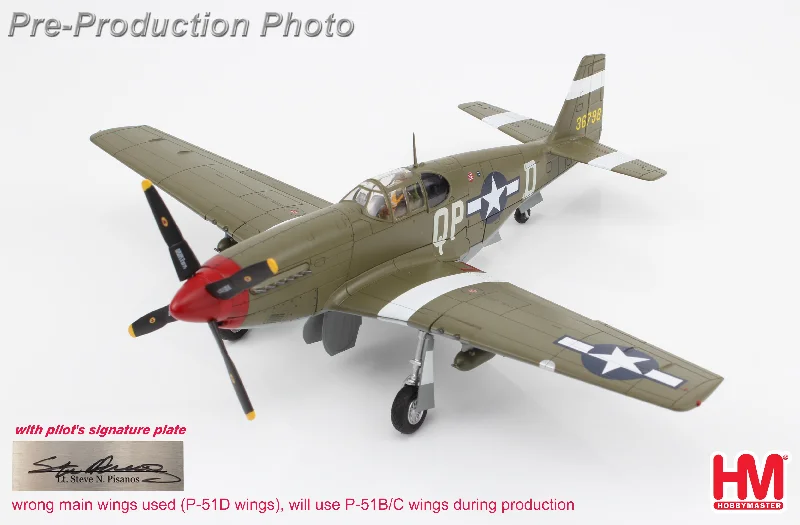 DIY Solid Wood Airplane Models Toys for Aviation Hobbyists1/48 P51B Mustang Steve Pisanos 36798 4th FG 334th FS May 1944 with Pilots Signature Plate