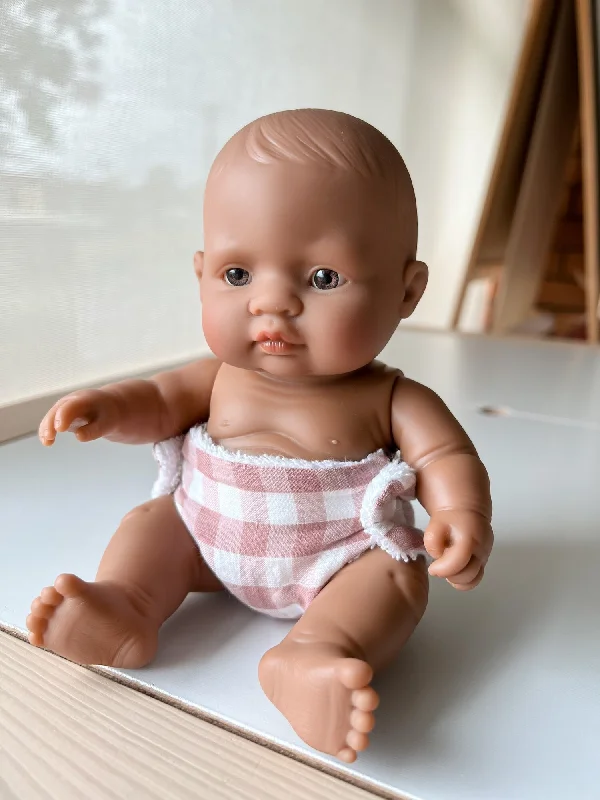 Collector - Grade Porcelain Dolls with Hand - Painted Facial Features and Custom - Made Accessories21 cm Doll Nappy | Assorted Gingham