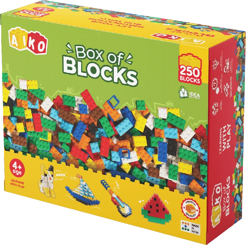 Solid Wood Educational Toys with a Math - Problem - Solving ChallengeBox of Blocks 250-Piece Building Blocks