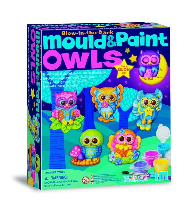 Sustainable Wooden Educational Toys with Counting and Number Recognition Elements4M Glow In The Dark Mould and Paint Owls